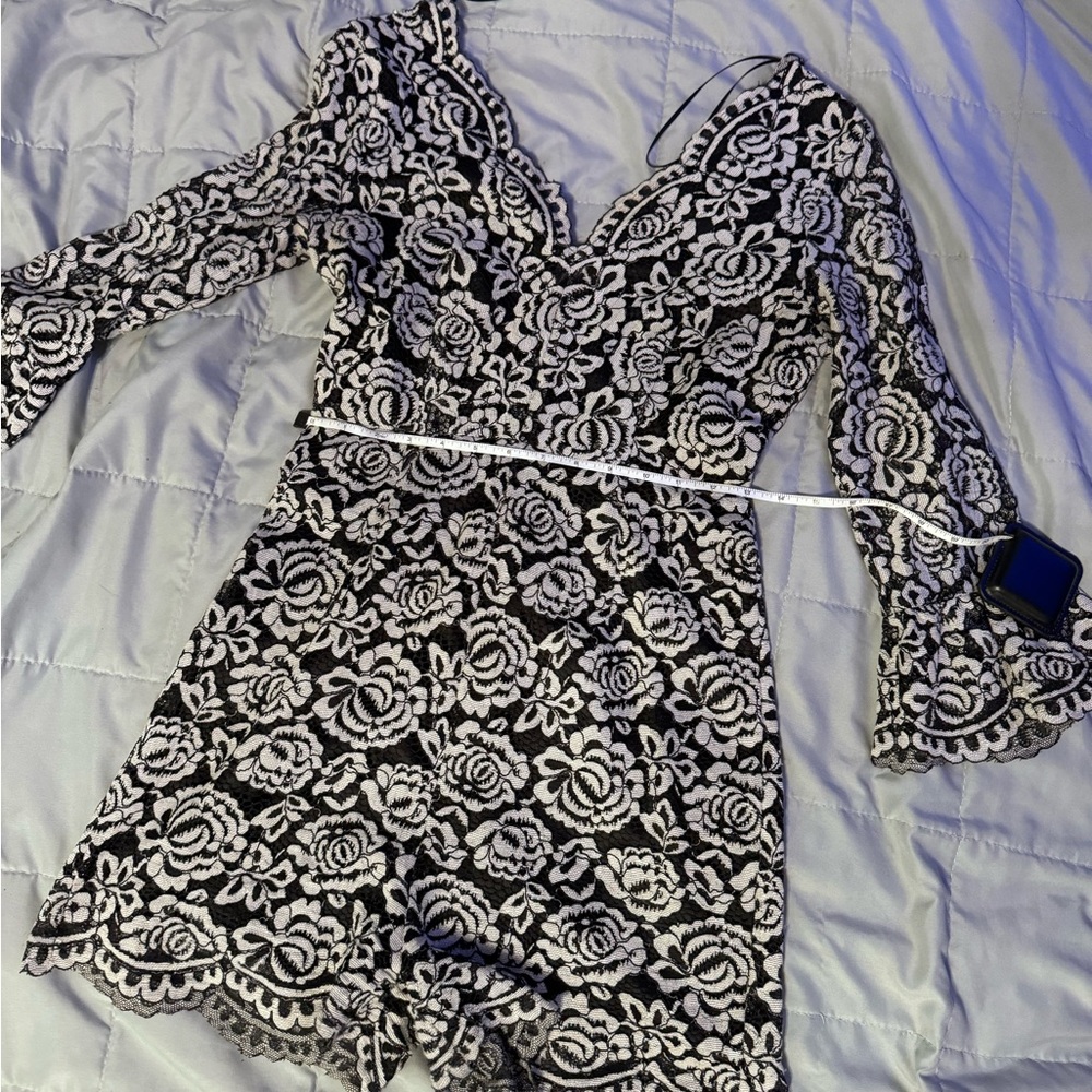 Small NSR Black and White Floral Romper